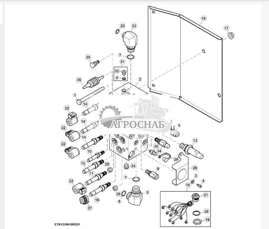 Клапан управления, 7 функций, HillMaster™ (1 из 2) 
